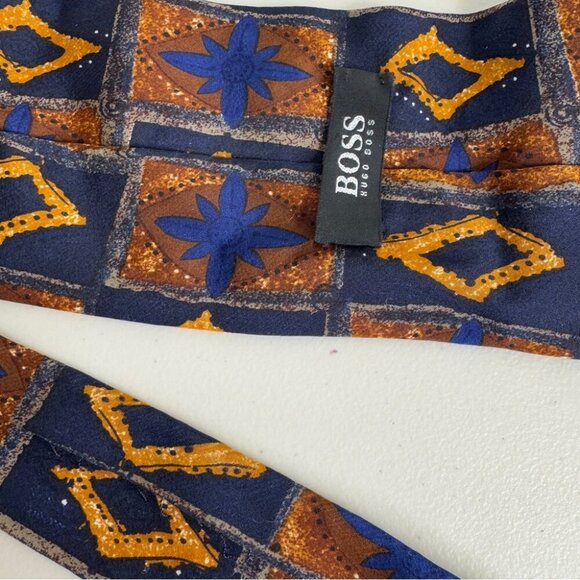 Vintage Hugo Boss 100% Silk Tie Geometric Pattern Made in Italy - Picture 5 of 11